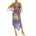 MORPHEW COLLECTION Blue & Lavender Floral Status Print Silk Two Scarf Dress