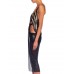 MORPHEW ATELIER Black & Gold Metal Mesh Satin Ribbon Bondage Strap Cutout Cocktail Dress