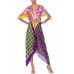 MORPHEW COLLECTION Multicolor Geometric Bias Cut Kaftan  Dress Made From 1960'S Silk Scarves