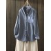 Women Cotton Stripe Print Patchwork Simple Daily Casual Shirts