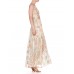 MORPHEW ATELIER Hand Painted Silk Lurex Fil Coupé  Chiffon Gown With Gold Chain Straps