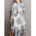 Women Cotton Tree Ring Floral Print Long Sleeve Button Down Casual Shirts Dress