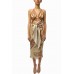 MORPHEW COLLECTION Cream & Orange Silk Twill Paisley Print Scarf Dress Made From  Vintage Scarves